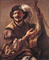 Terbrugghen, Hendrick - A Laughing Bravo with a Bass Viol and a Glass